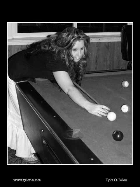 Playng Pool (Close up) (B&W)